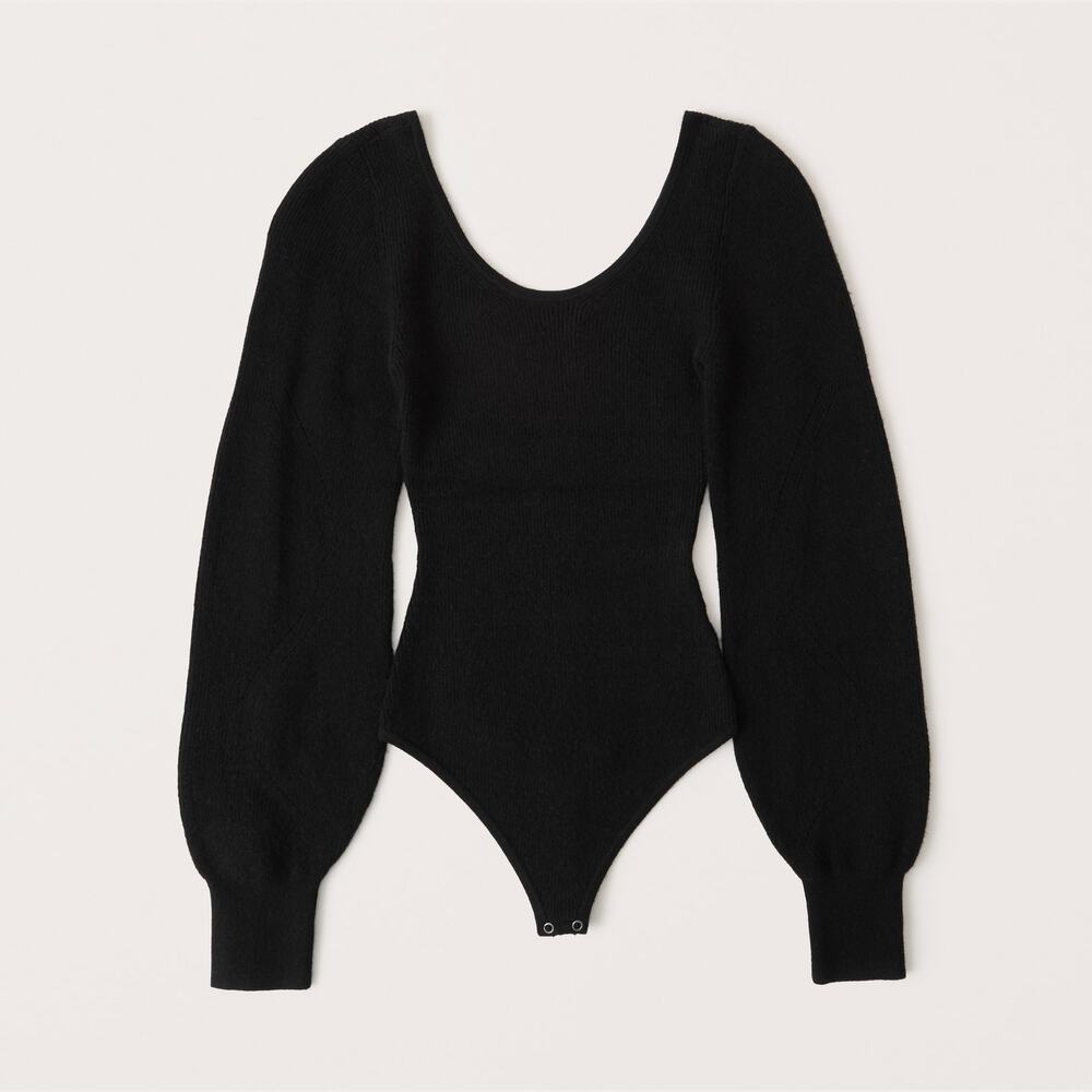 Abercrombie & Fitch Scoop Neck Knit Bodysuit - S Black